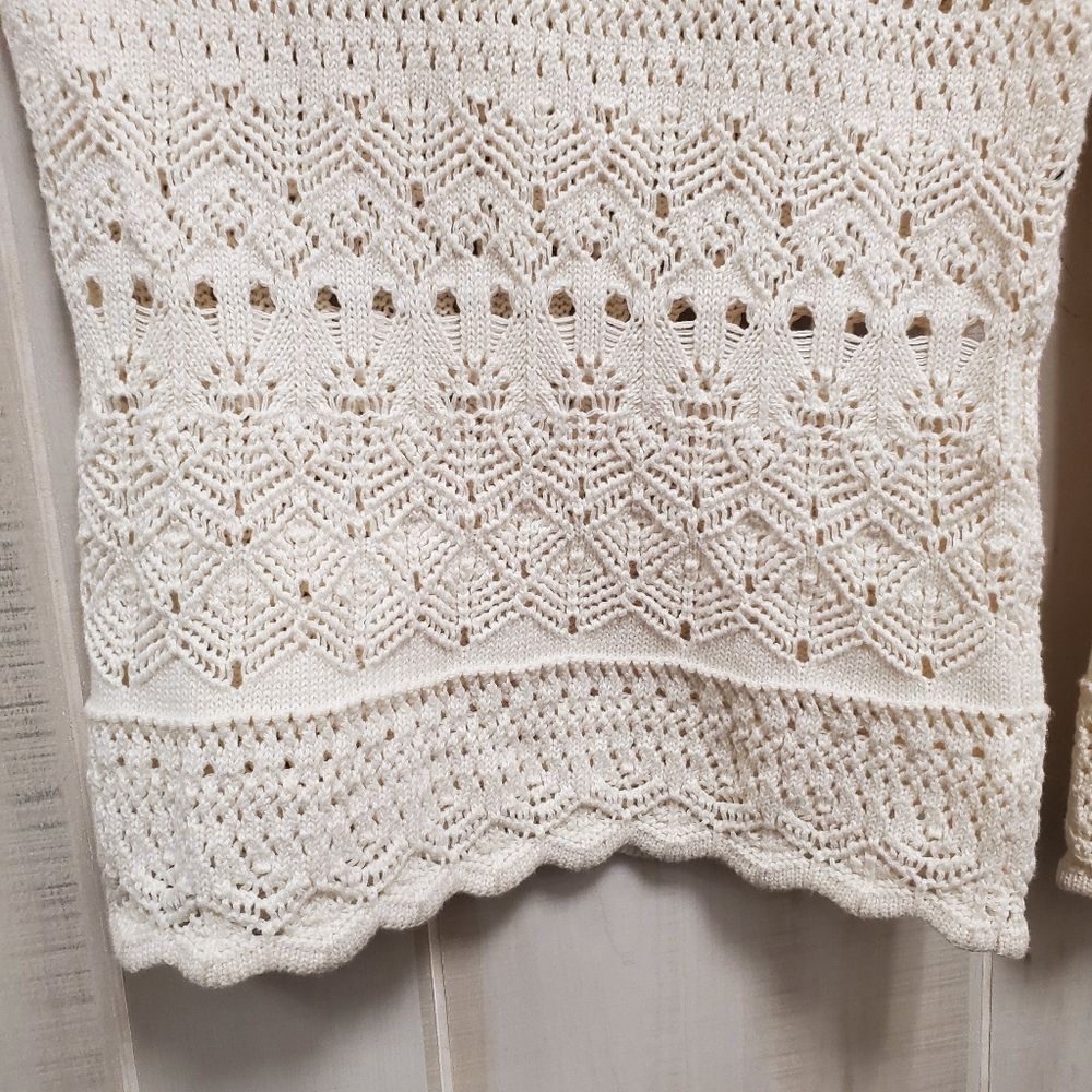 NWT Miou Muse Crochet Pants SOFT Knit Eyelet Neutral Ivory - Picture 8 of 14